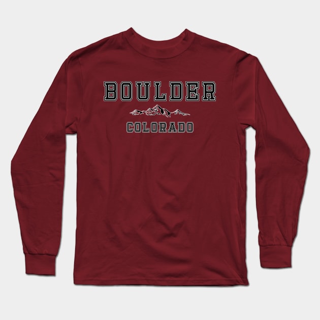 Boulder Colorado with a Simple Mountain Graphic Long Sleeve T-Shirt by vintagetrends